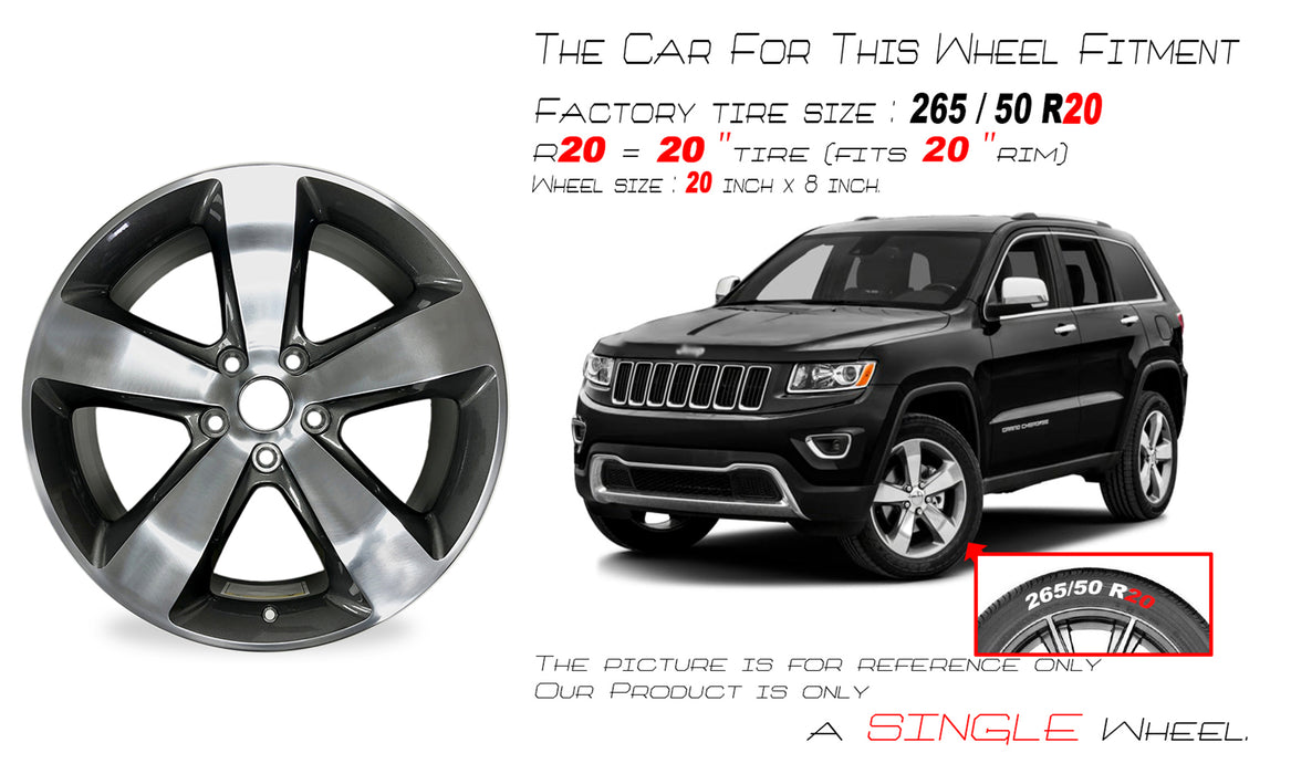 20" Brand New Single  Wheel For 2014 2015 2016 Jeep Grand Cherokee POLISHED GRAY OEM Quality Replacement RIM