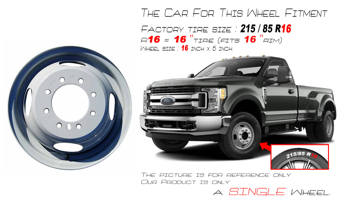 Brand New Single16" 16x6 Steel Dually Wheel for 1985-1997 FORD F350 DRW OEM Quality Replacement Rim