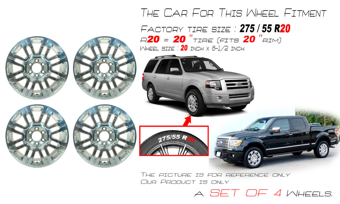 Ford F150 EXPEDITION OEM Design Wheel 20" 20x8.5 Polished 2009-2014 Set of 4 Replacement Rim