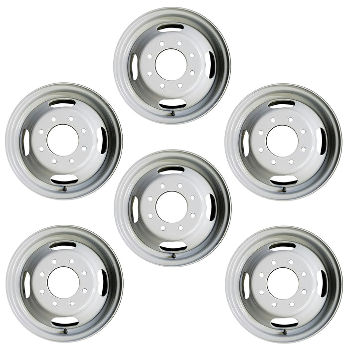 Set of 6 16" Dually GRAY Steel Wheels for 2001-2025 Chevy Express GMC SAVANA SIERRA SILVERADO 3500 OEM Quality Replacement Rim