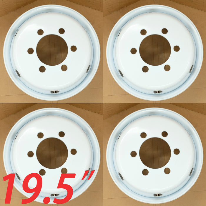 19.5" Set of 4 19.5x6 White Steel Wheels For ISUZU NPR NPR-HD NQR NRR 1995-2023 OEM Design Replacement Rim 8980939730