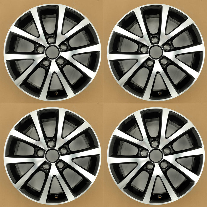 For Volkswagen Jetta OEM Design Wheel 16" 16x6.5 2015-2018 Machined Black Set of 4 Replacement Rim