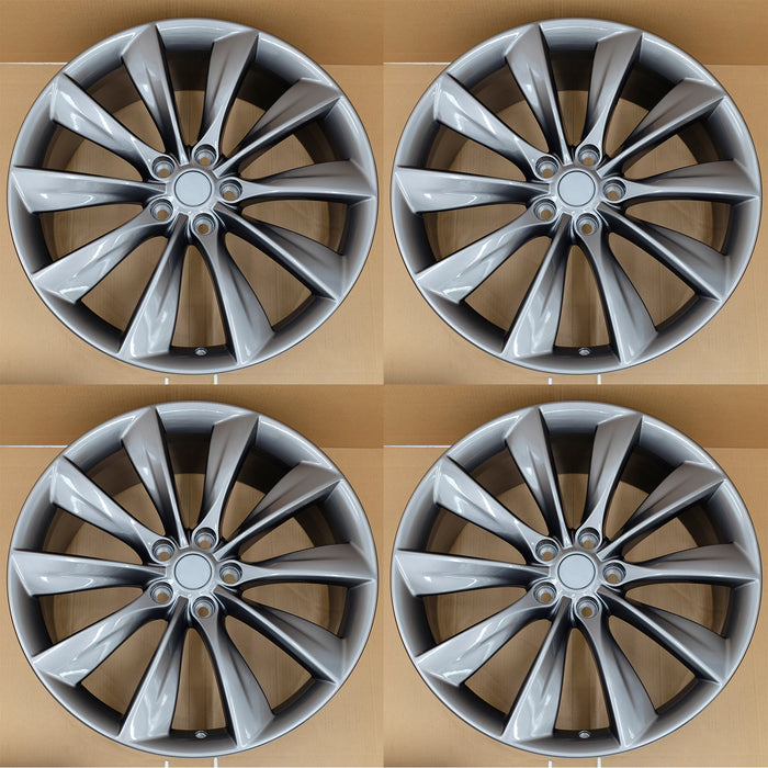 21" Set of 4 21x8.5 Charcoal Alloy Front and Rear Wheels For Tesla Model S 2012-2017 OEM Quality Replacement Rim 98727 6005868