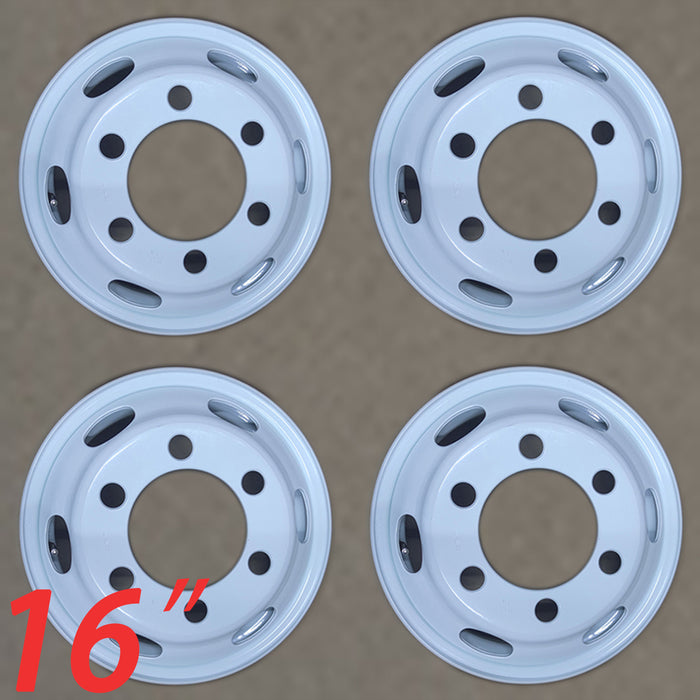 16" Set of 4 16x6 White Steel Wheels For ISUZU NPR NPR-HD NQR 1995-2025 OEM Quality Replacement Rim 8971451132