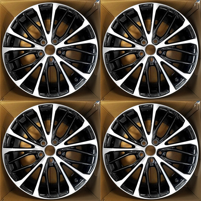 18" 18x8 Set of 4 New Machined Black Alloy Wheels For 2018-2022 Toyota Camry OEM Quality Replacement Rim