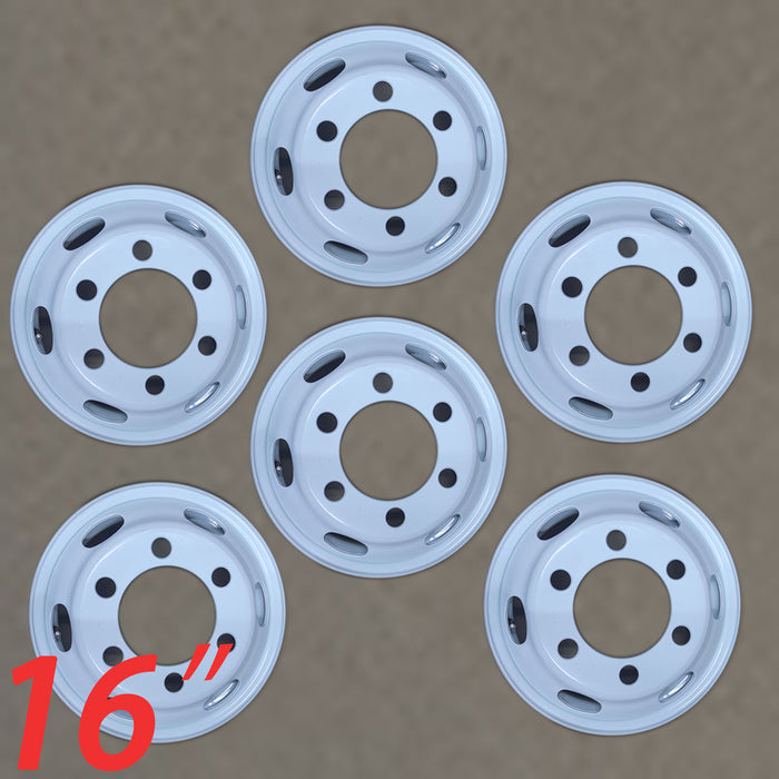 16" Set of 6 16x6 White Steel Wheels For ISUZU NPR NPR-HD NQR 1995-2025 OEM Quality Replacement Rim 8971451132