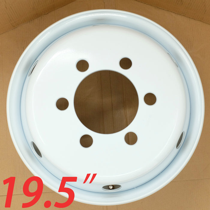 19.5" Single 19.5x6 White Steel Wheel For ISUZU NPR NPR-HD NQR NRR 1995-2025 OEM Design Replacement Rim 8980939730