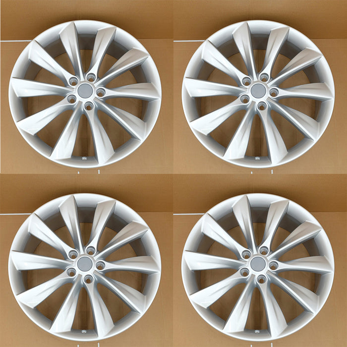 21" Set of 4 21x8.5 Silver Alloy Front and Rear Wheels For Tesla Model S 2012-2017 OEM Quality Replacement Rim 98727 6005868