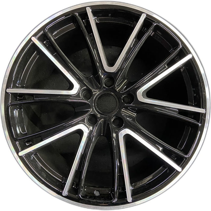 21" PORSCHE PANAMERA 17-20 alloy 21x11.5 5 spoke V spoke black inlay Original OEM Wheel Rim