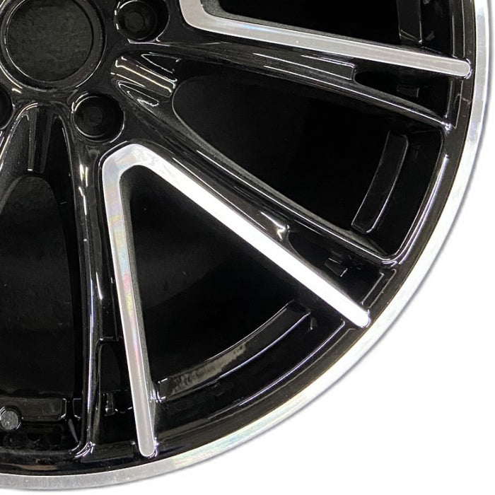 21" PORSCHE PANAMERA 17-20 alloy 21x11.5 5 spoke V spoke black inlay Original OEM Wheel Rim