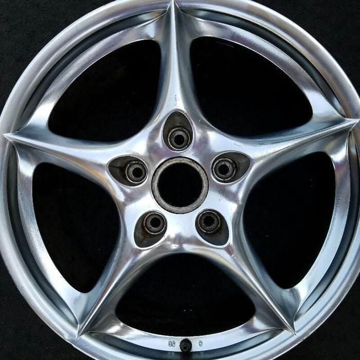 18" PORSCHE 911 04 18x8 frt 5 spoke exc. Turbo; solid raised spline polished 40th Anniversary M417 opt Original OEM Wheel Rim