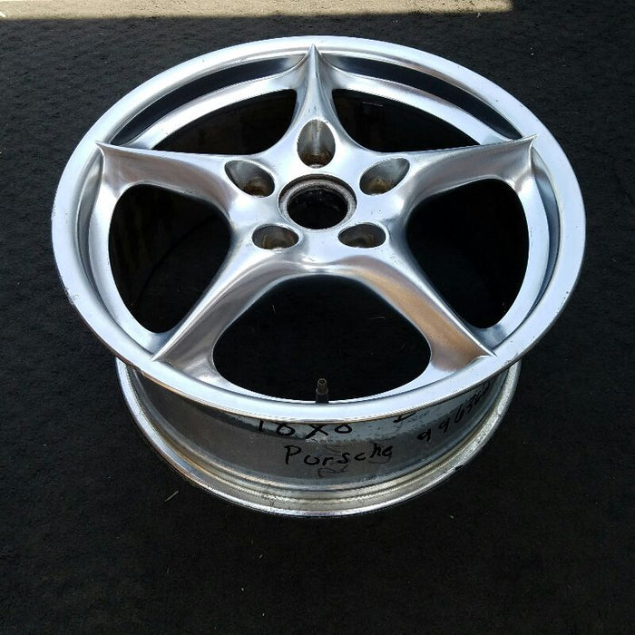 18" PORSCHE 911 04 18x8 frt 5 spoke exc. Turbo; solid raised spline polished 40th Anniversary M417 opt Original OEM Wheel Rim