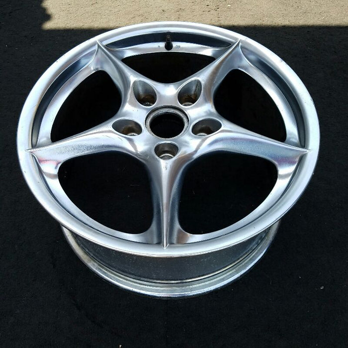 18" PORSCHE 911 04 18x8 frt 5 spoke exc. Turbo; solid raised spline polished 40th Anniversary M417 opt Original OEM Wheel Rim