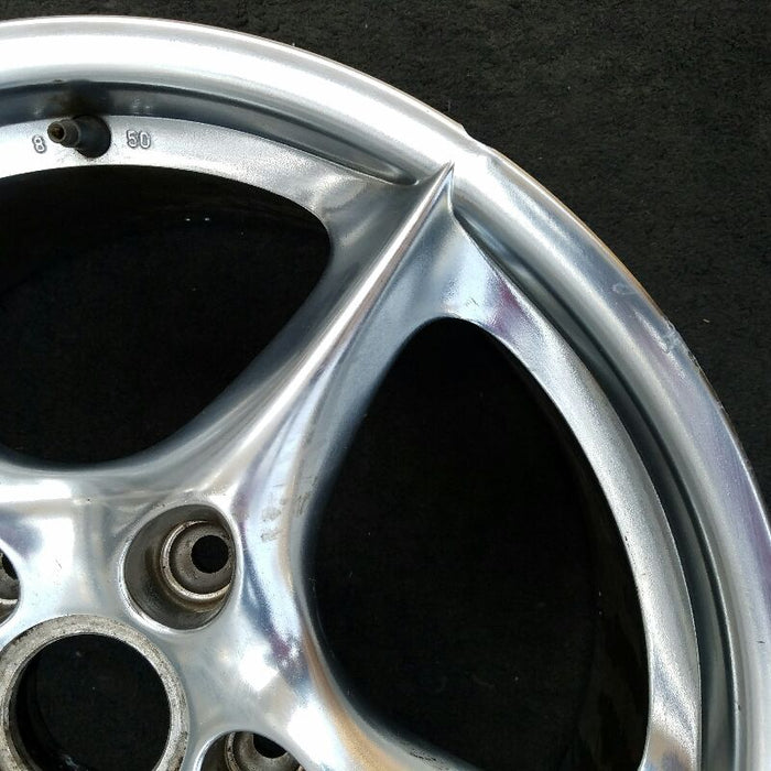 18" PORSCHE 911 04 18x8 frt 5 spoke exc. Turbo; solid raised spline polished 40th Anniversary M417 opt Original OEM Wheel Rim