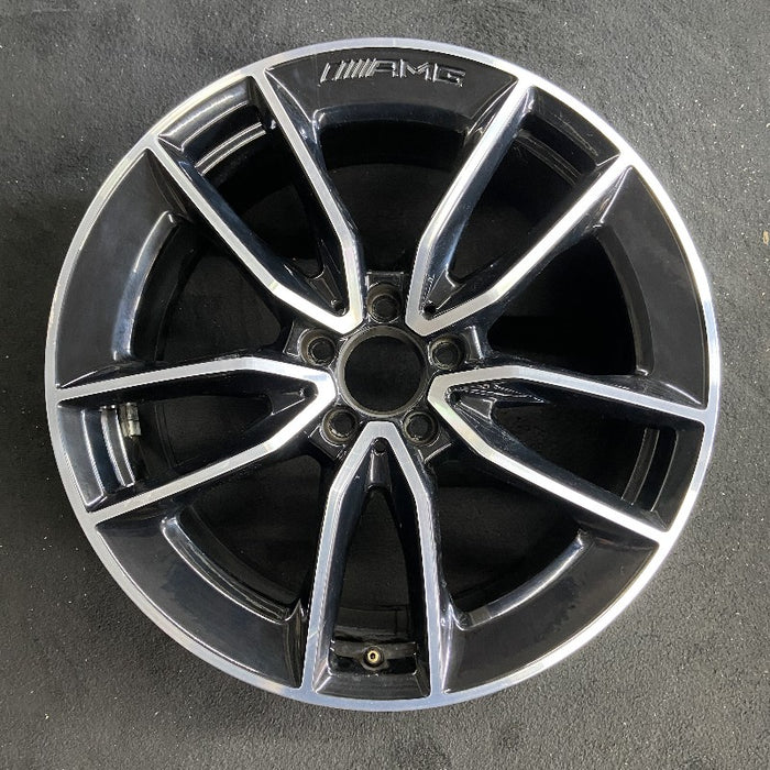 19" MERCEDES C-CLASS 20-21 205 Type C43 Cvertible 19x8.5 10 spoke machined face with black accent Original OEM Wheel Rim