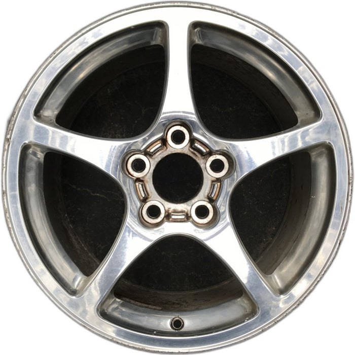 17" CORVETTE 00-04 17x8.5 frt aluminum 5 spoke high polished opt QF5 Original OEM Wheel Rim