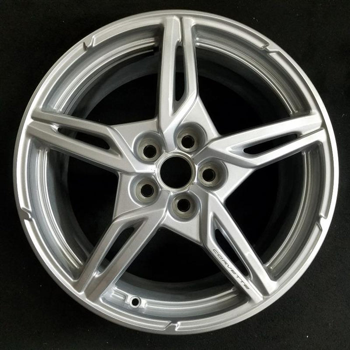 19" CORVETTE 20-21 frt 19x8-1/2 5 spoke  gloss silver opt Q8P Original OEM Wheel Rim